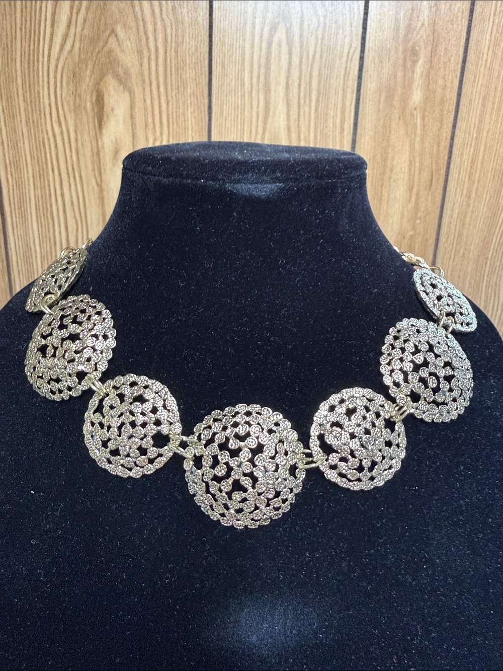 Dana Buchman Gold Filigree Disc Link Necklace